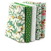 RayLineDo 5X Different Pattern Green 100% Cotton Poplin Fabric Fat Quarter Bundle 46 x 56cm ( Appox 18" x 22") Patchwork Quilting Fabric