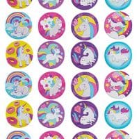 Pinback Buttons - 24-Pack Rainbow Unicorn Round Button Pins in 8 Designs for Kids Birthday Party Favors, Unicorn Lovers, 2.25 inches Diameter