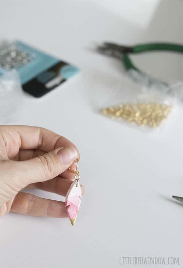 Easy Air Dry Clay Earrings, these cute feather earrings are lightweight and super simple to make! | littleredwindow.com