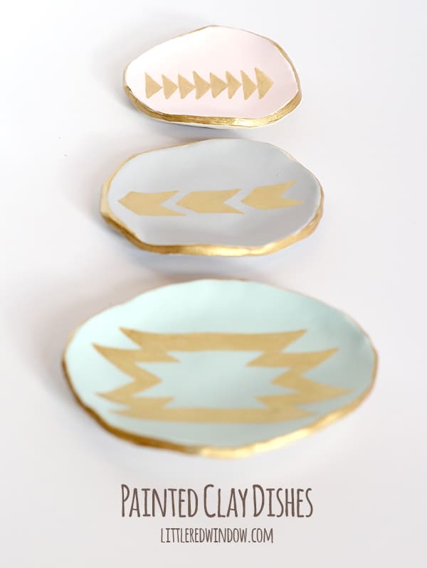 DIY Painted Clay Ring Dishes | littleredwindow.com