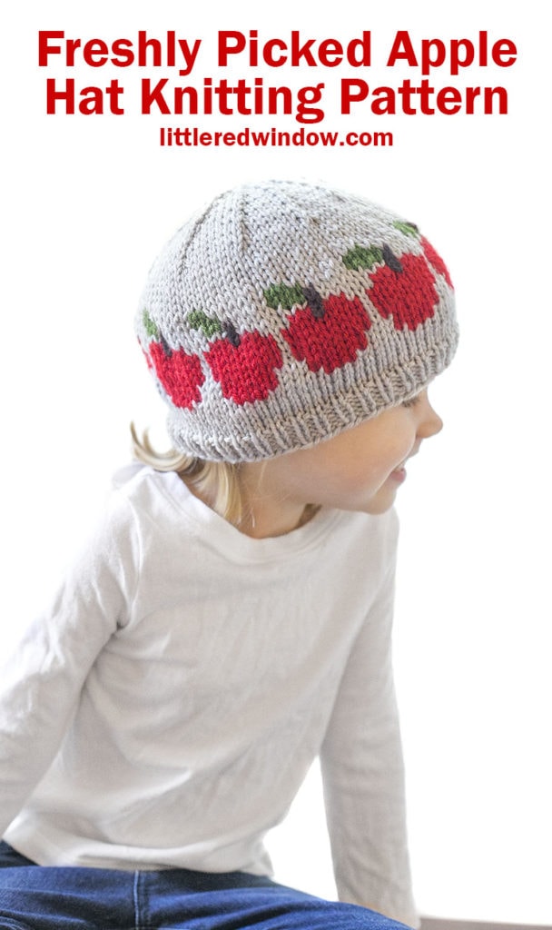 The Freshly Picked Apple Hat Knitting pattern is the perfect fall kniting pattern for your baby or toddler!