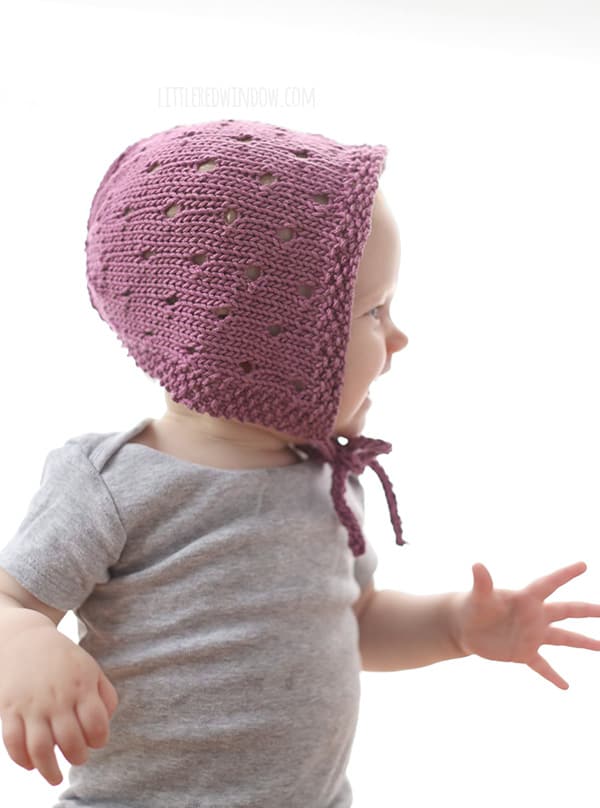 Sweet Baby Bonnet Knitting Pattern for newborns, babies and toddlers! | littleredwindow.com
