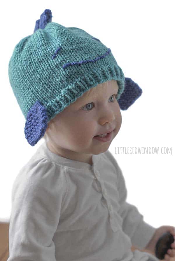 Small Fry Fish Hat Knitting Pattern for newborns, babies and toddlers! | littleredwindow.com