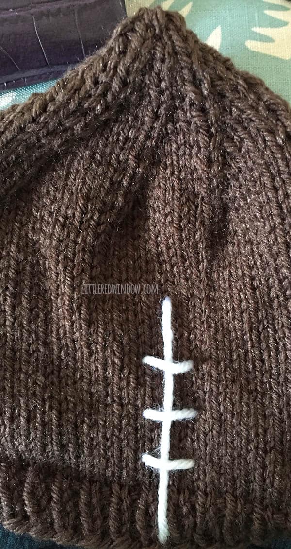 Fun Free Football Hat Knitting Pattern for babies and toddlers! | littleredwindow.com