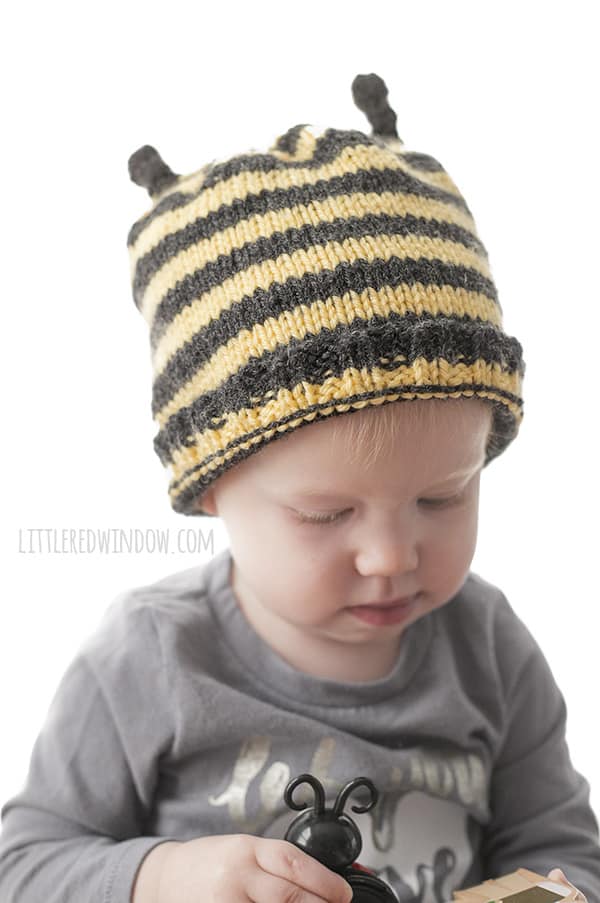 Busy Bee Hat Knitting Pattern for Kids and Babies! | littleredwindow.com