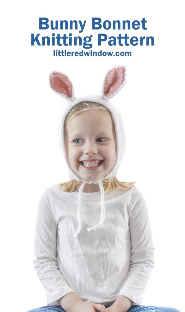 This adorable baby bunny bonnet knitting pattern is the perfect Spring knitting pattern for your baby or toddler!