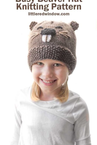 The adorable busy beaver hat knitting pattern will make your newborn, baby or toddler smile!