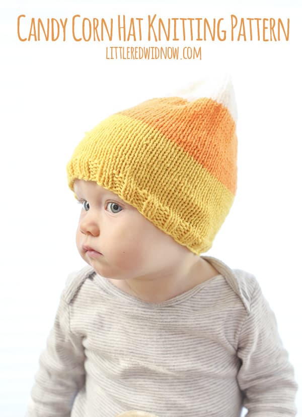 Yummy Candy Corn Hat Knitting Pattern for babies and toddlers! | littleredwindow.com