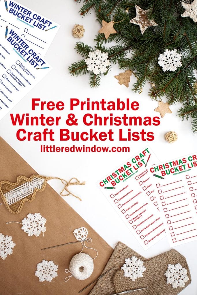 Preparing for Christmas flat lay. Christmas crafts. Knitting snowflakes by white yarn. Tree branches with DIY zero waste decorations on white background. Reusable sustainable recycled handmade decor