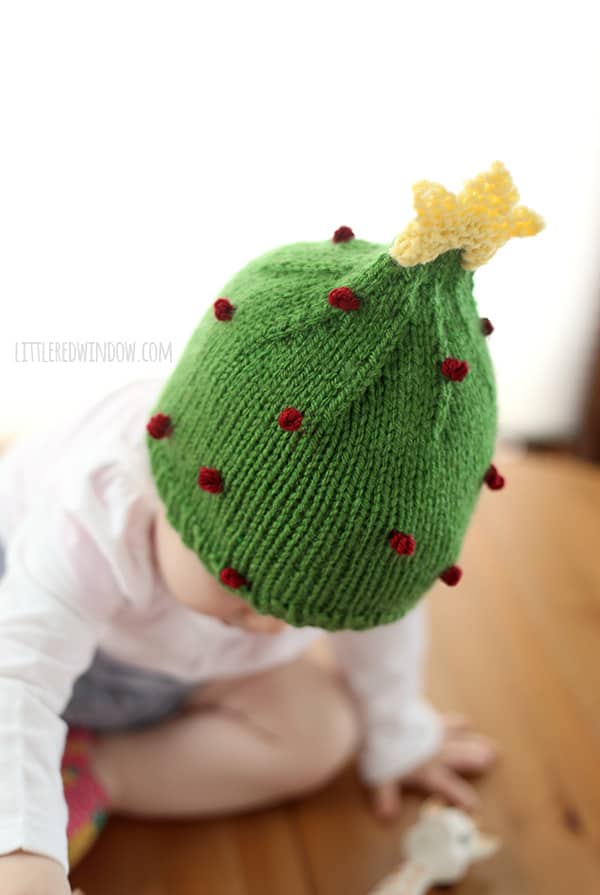 Cute Christmas Tree Hat Free Knitting Pattern! | littleredwindow.com