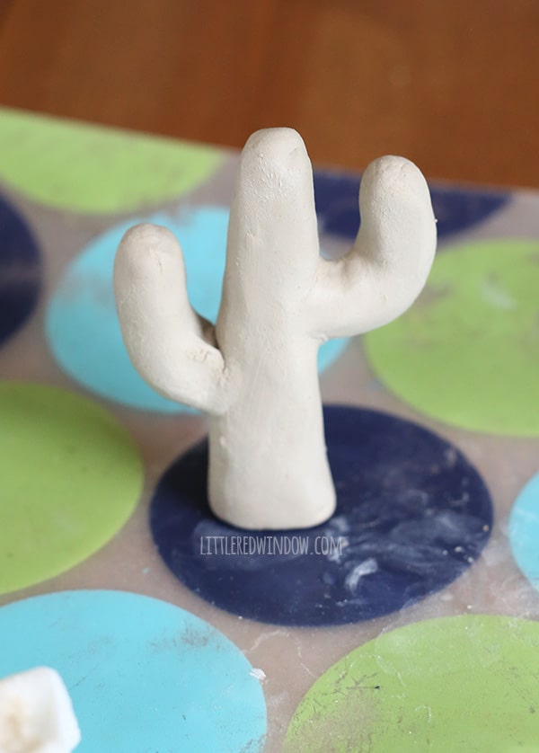 Clay Cactus Ring Holder, make your own cute cactus to hold your jewelry from air dry clay! | littleredwindow.com