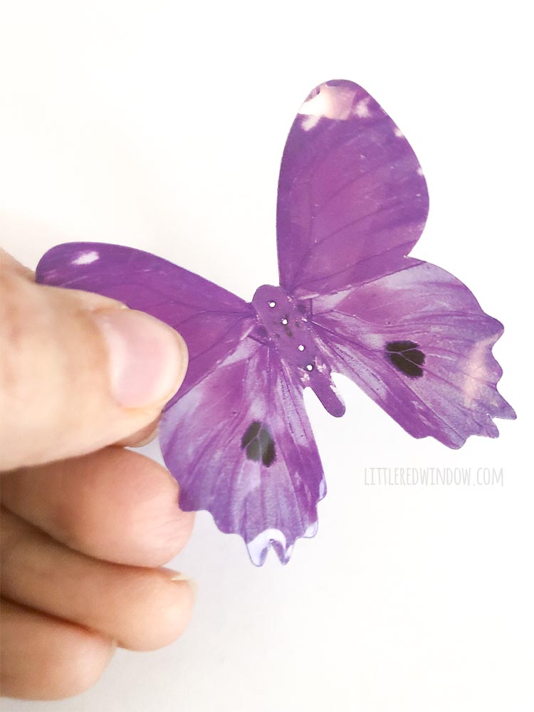 Plastic butterflies are the perfect addition to an adorable DIY butterfly costume