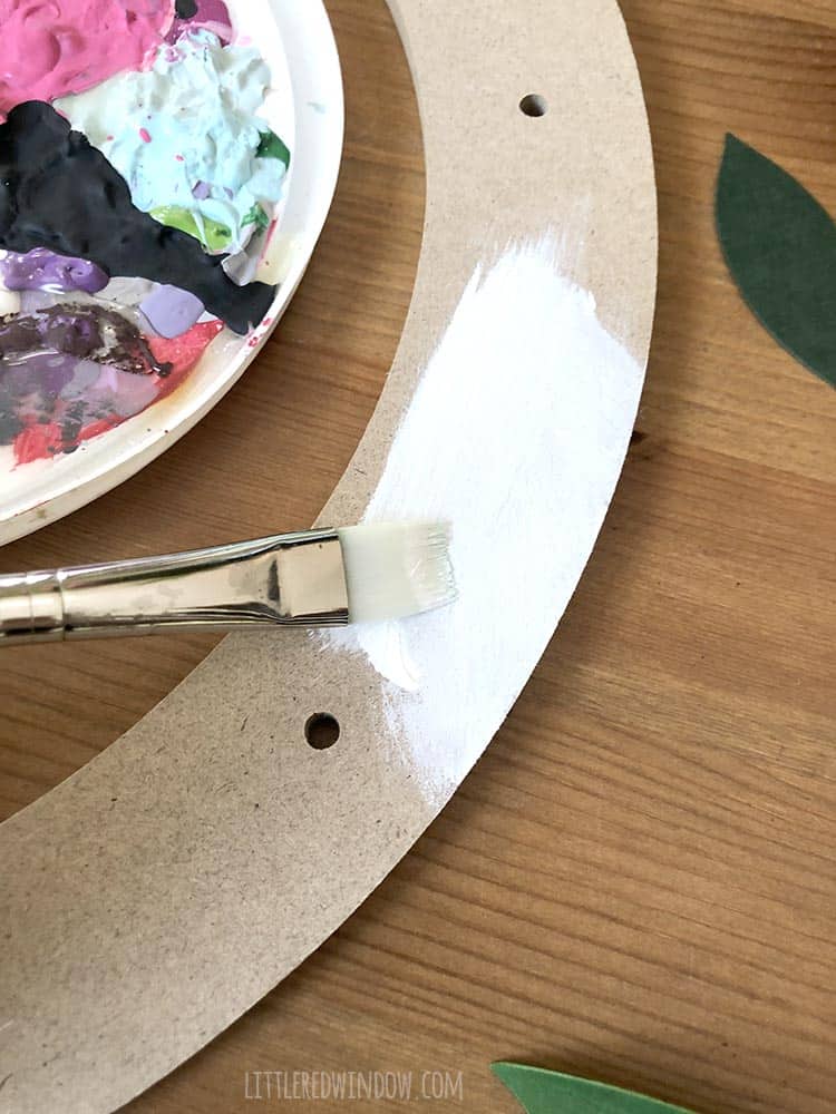 Paint the lemon wreath form white