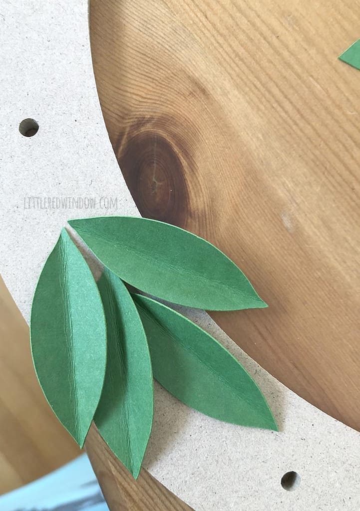 Overlap the lemon leaves around your wreath form