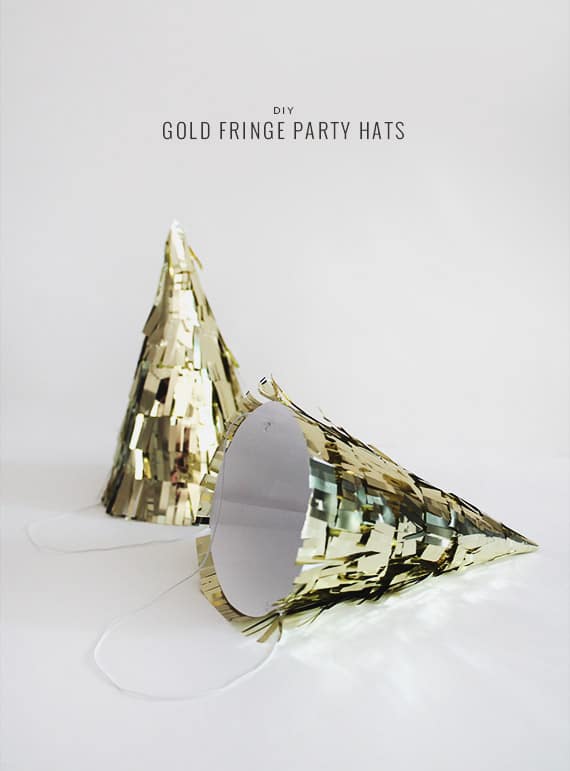 gold fringe party hats