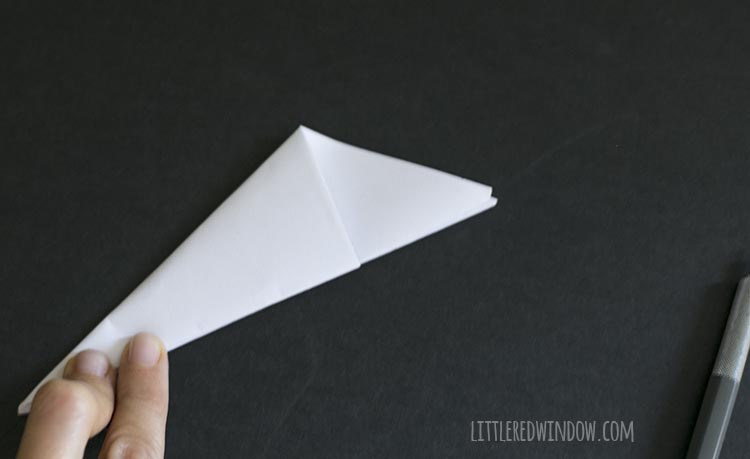 folded triangle folded in half a third time