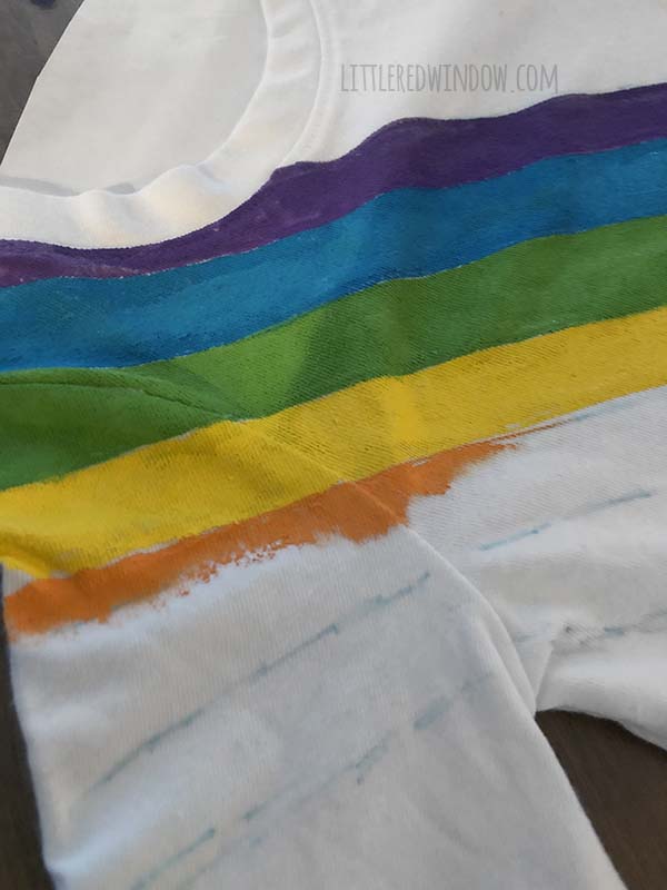 DIY Rainbow Costume for Kids! Get instructions to make this adorable costume including rainbow shirt, cloud tutu, raindrop leggins and sun hair clip!