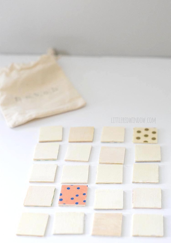Find two matching tiles in this tiny and adorably DIY travel matching game!