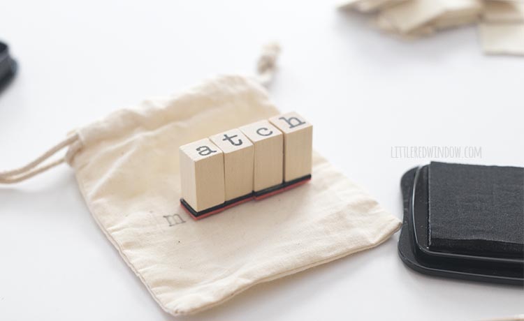 Stamp the bag with stamps and a permanent ink pad