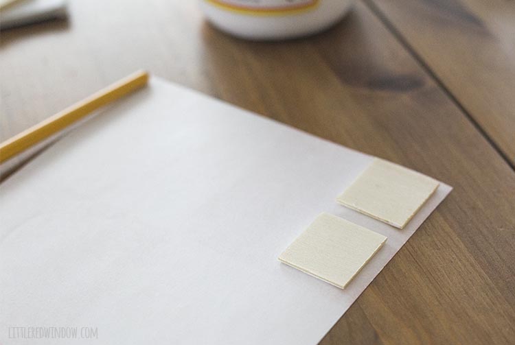 Use decoupage glue to decorate your DIY travel matching game tiles with fun colorful scrapbook paper