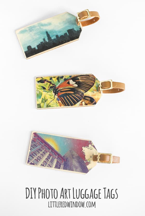 Photo Art DIY Luggage Tags, make your own personalized luggage tags and learn how to transfer your pictures to wood! | littleredwindow.com 
