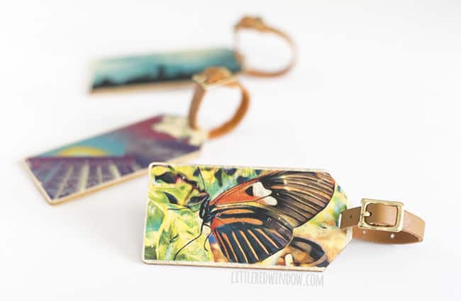 Photo Art DIY Luggage Tags, make your own personalized luggage tags and learn how to transfer your pictures to wood! | littleredwindow.com