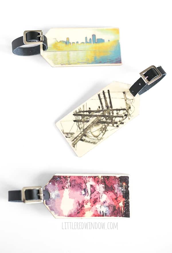 Photo Art DIY Luggage Tags, make your own personalized luggage tags and learn how to transfer your pictures to wood! | littleredwindow.com
