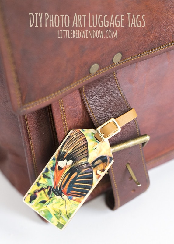 Photo Art DIY Luggage Tags, make your own personalized luggage tags and learn how to transfer your pictures to wood! | littleredwindow.com