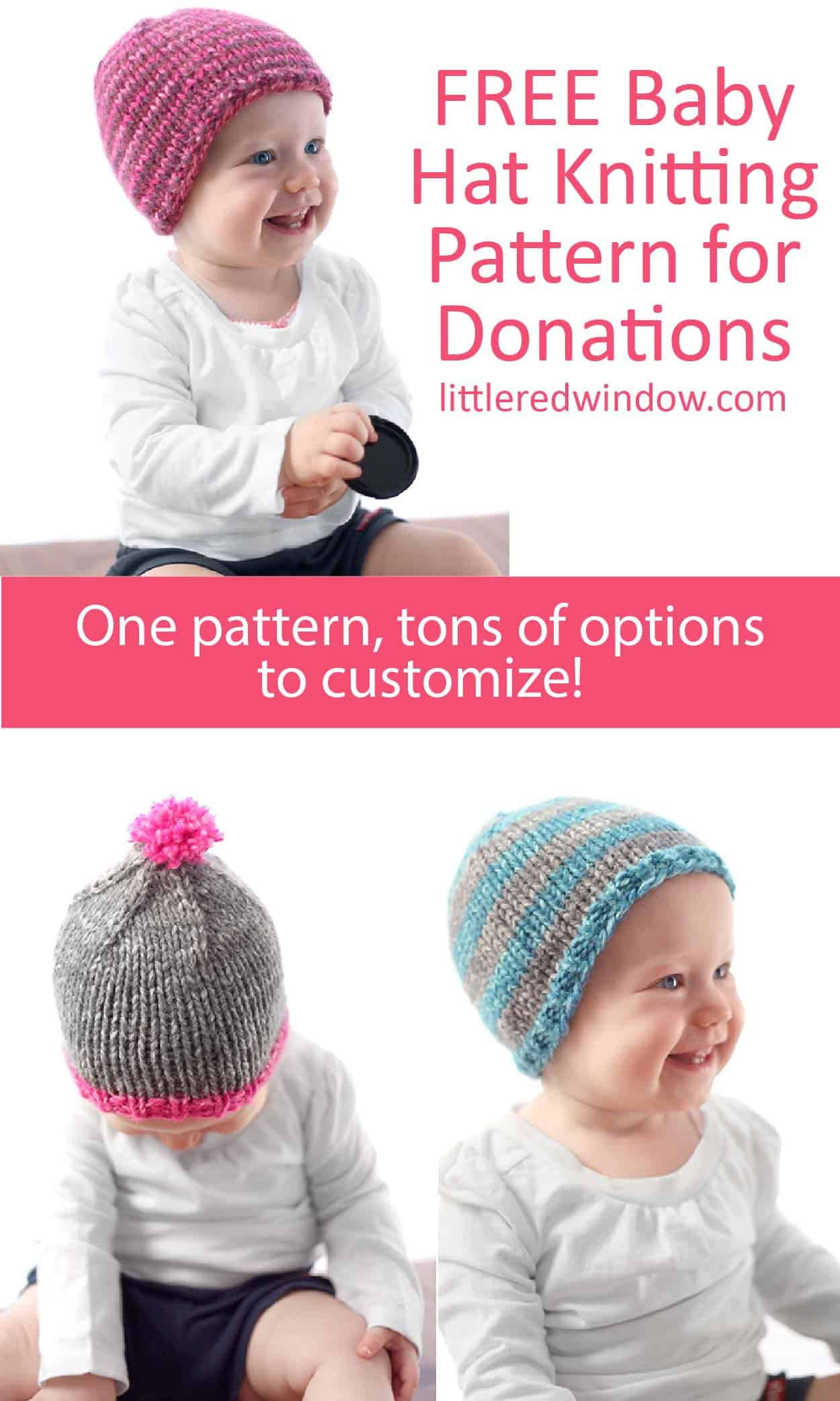 The Do-Gooder Free Baby Hat knitting pattern has a free pdf download, this pattern uses bulky weight yarn for a cute, simple, and quick baby hat you can donate to charity!
