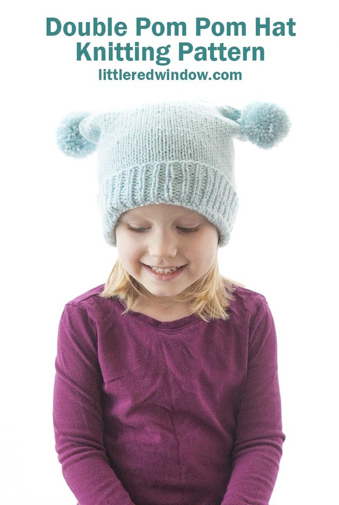double pom pom hat knitting pattern