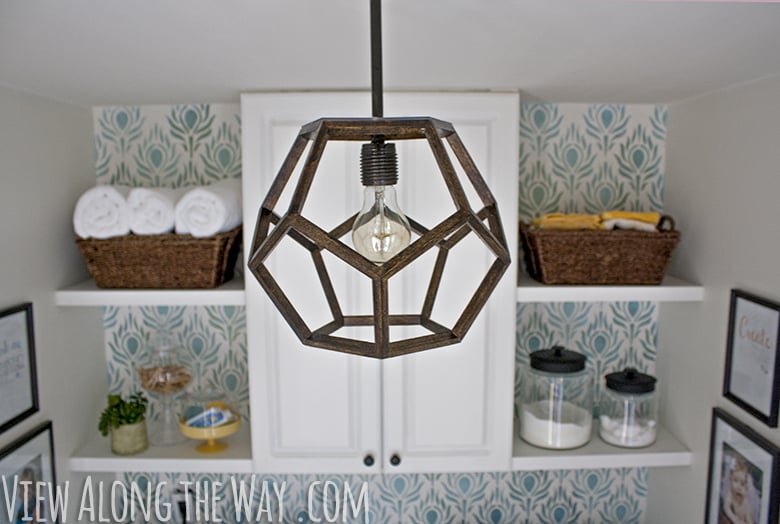 3D hexagon wood light pendant