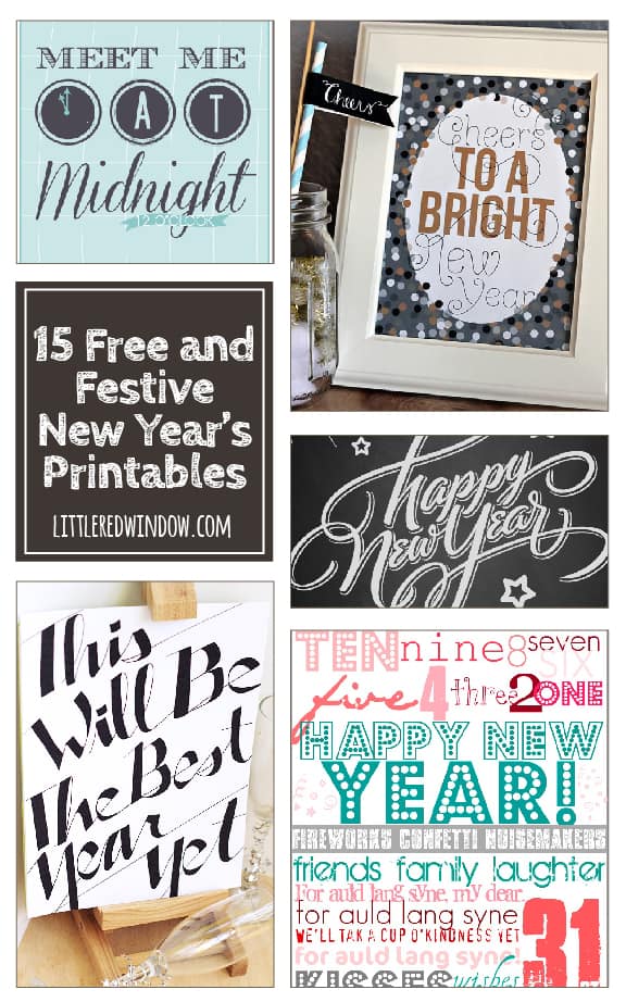 15 Free and Festive New Year's Eve Printables! | littleredwindow.com