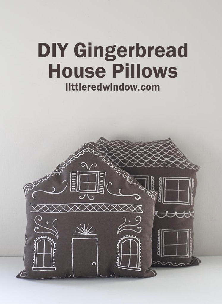 Make these cute DIY gingerbread house pillows complete with "frosting" decoration for Christmas with just a few supplies!