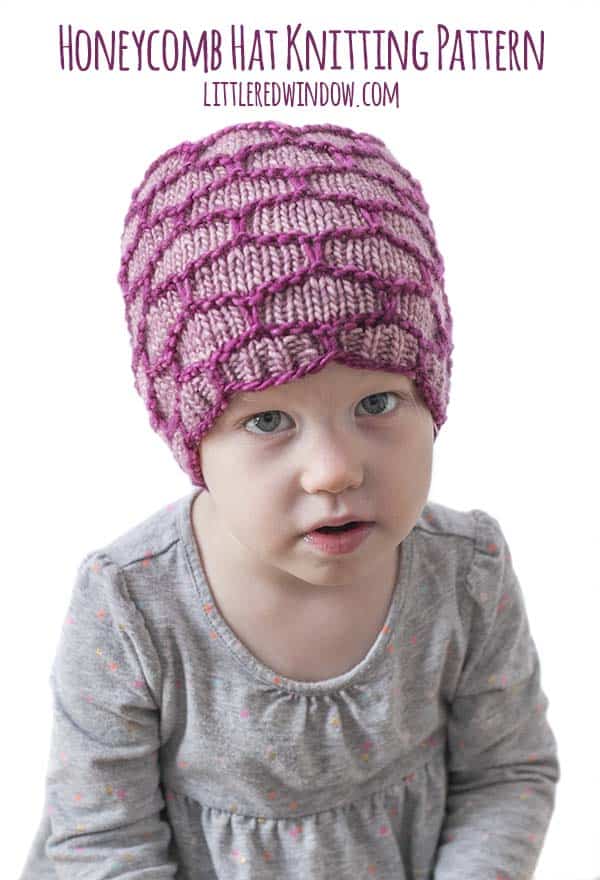 Honeycomb Hat Knitting Pattern, easy slip stitch baby hat pattern for newborns, babies and toddlers! | littleredwindow.com