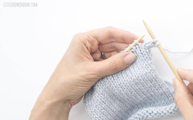 To bind off knit stitches, knit 2 stitches