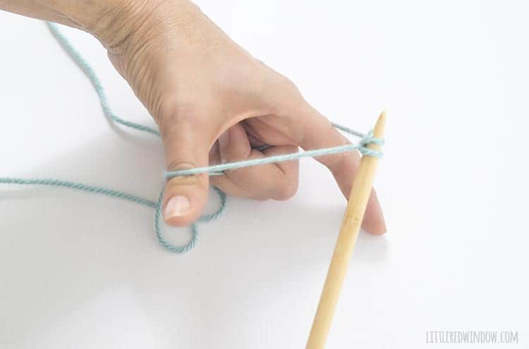 To finish the stitch for the long tail cast on, pull to tighten