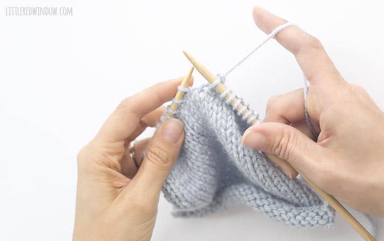 To finish k2tog, drop the two stitches from the left knitting needle