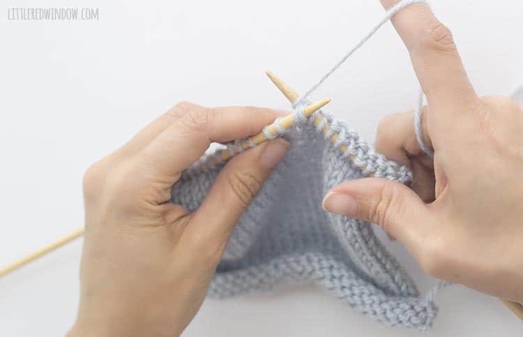 Wrap the yarn around the tip of the right knitting needle to start k2togtbl