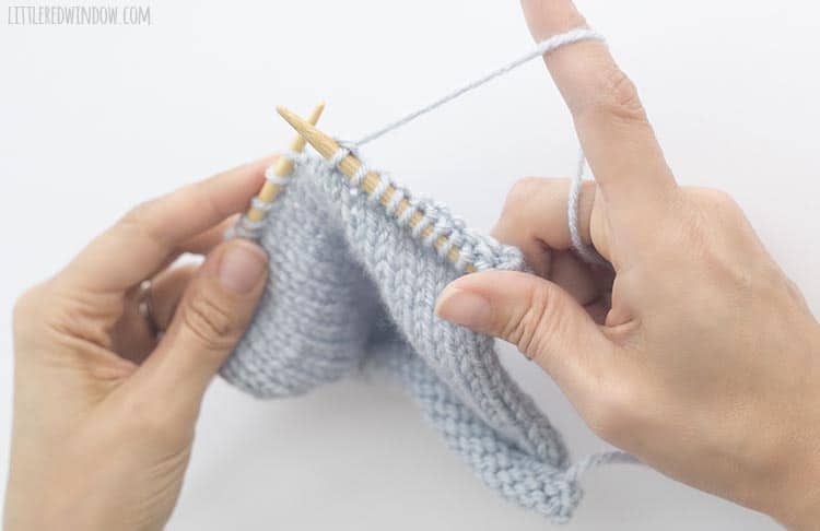 To finish a k2togtbl stitch, drop the original two stitches from the left knitting needle