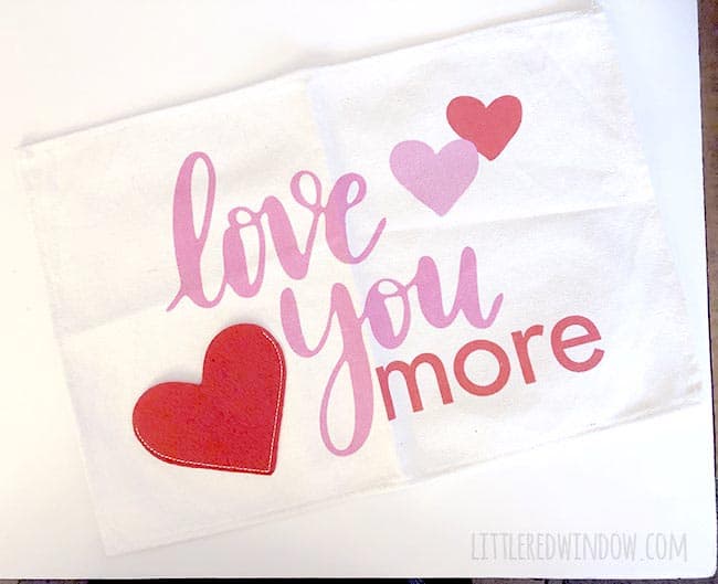 Use this adorable placemat to make a cute Valentine's Day pillow!