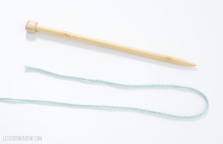 To make a slip knot you need a length of yarn and a knitting needle