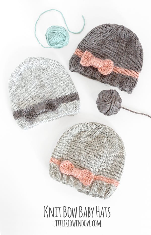 10 cutest free baby hat patterns, here's #1, the KNIT BOW BABY HAT!