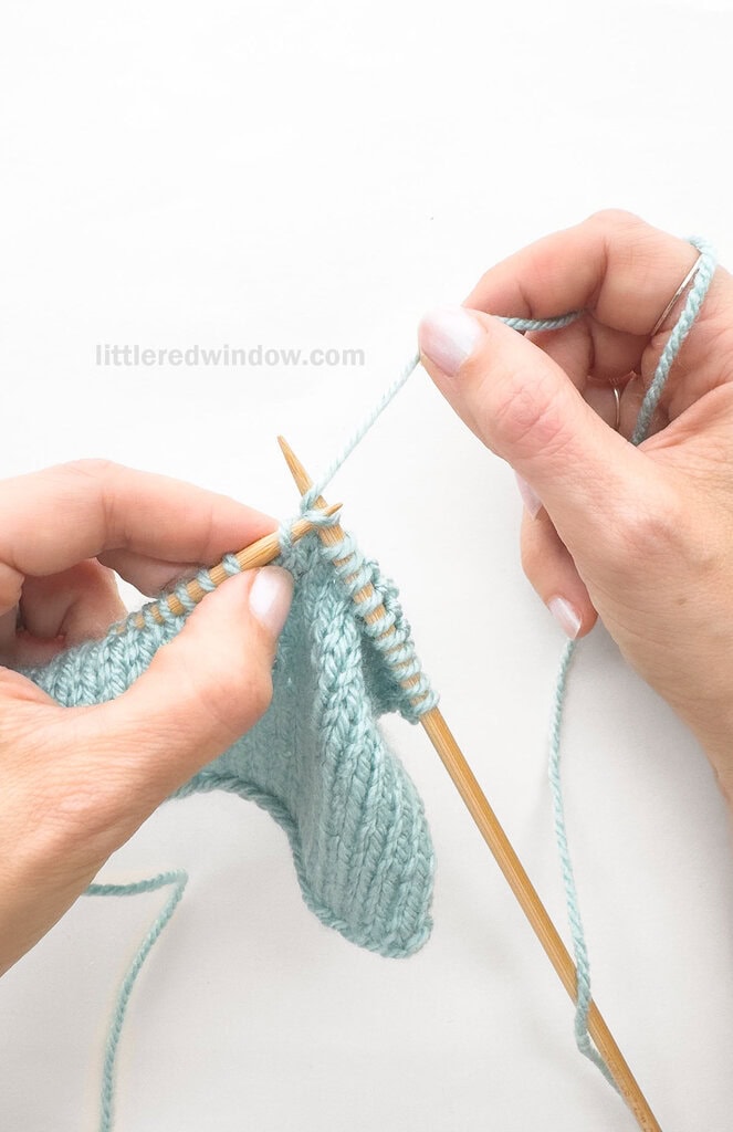Then knit the 1st stitch that you skipped.