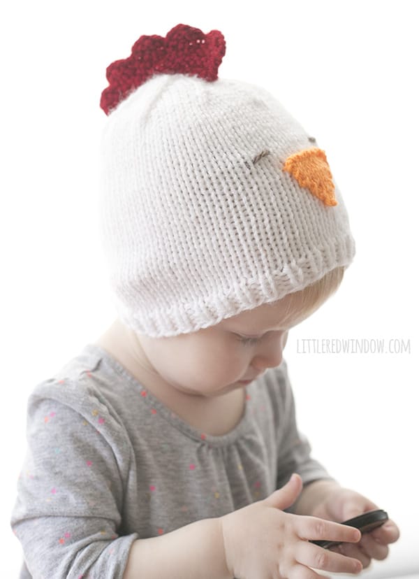 Little Chicken Hat Knitting Pattern for babies and toddlers! | littleredwindow.com