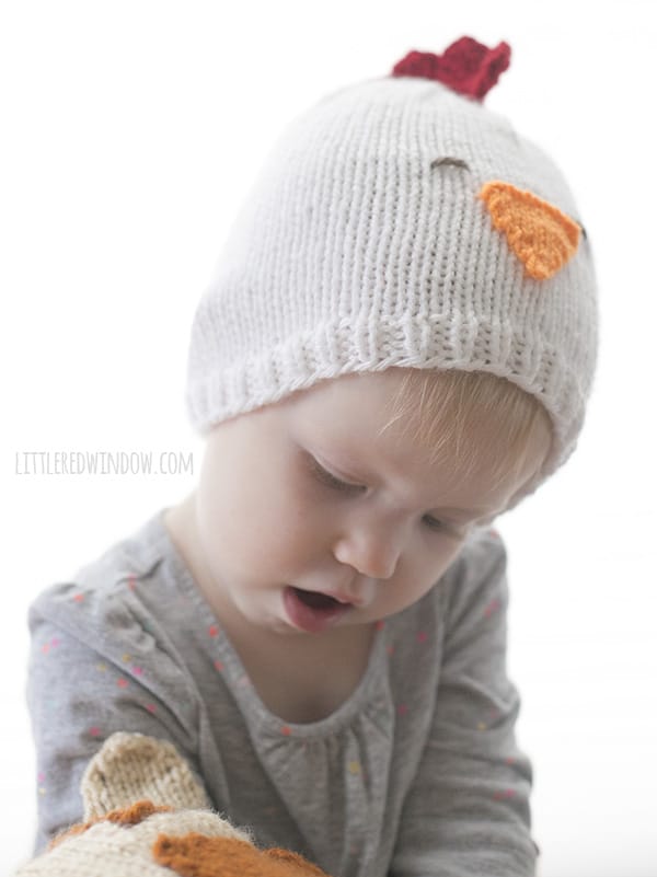 Little Chicken Hat Knitting Pattern for babies and toddlers! | littleredwindow.com