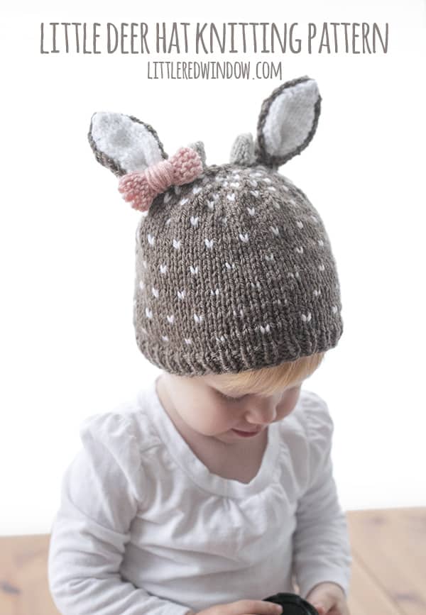 Little Deer Hat Knitting Pattern for newborns, babies and toddlers! | littleredwindow.com