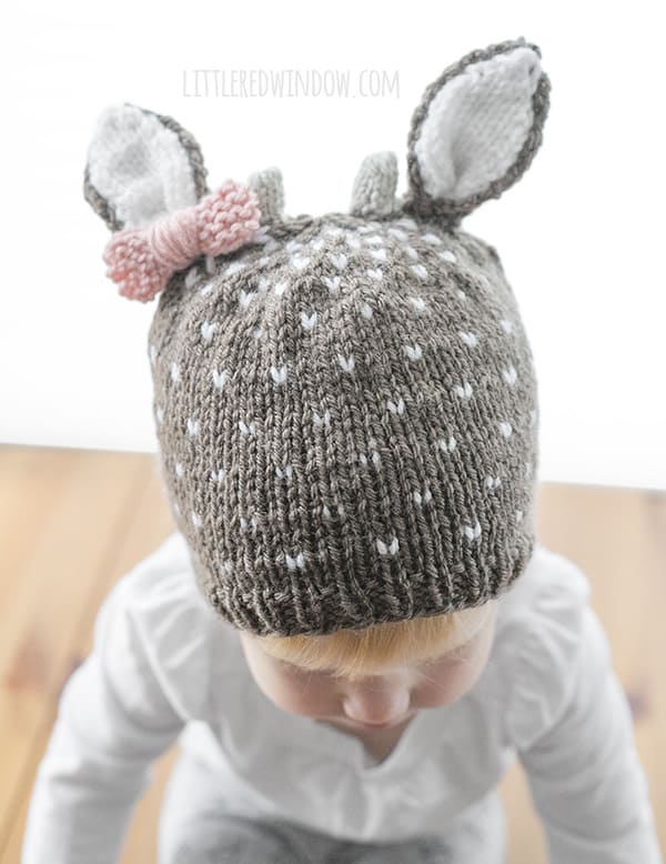 Little Deer Hat Knitting Pattern for newborns, babies and toddlers! | littleredwindow.com