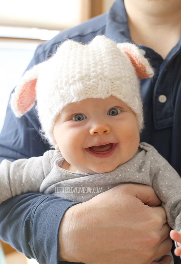 Little Lamb Hat Knitting Pattern for babies and toddlers! | littleredwindow.com