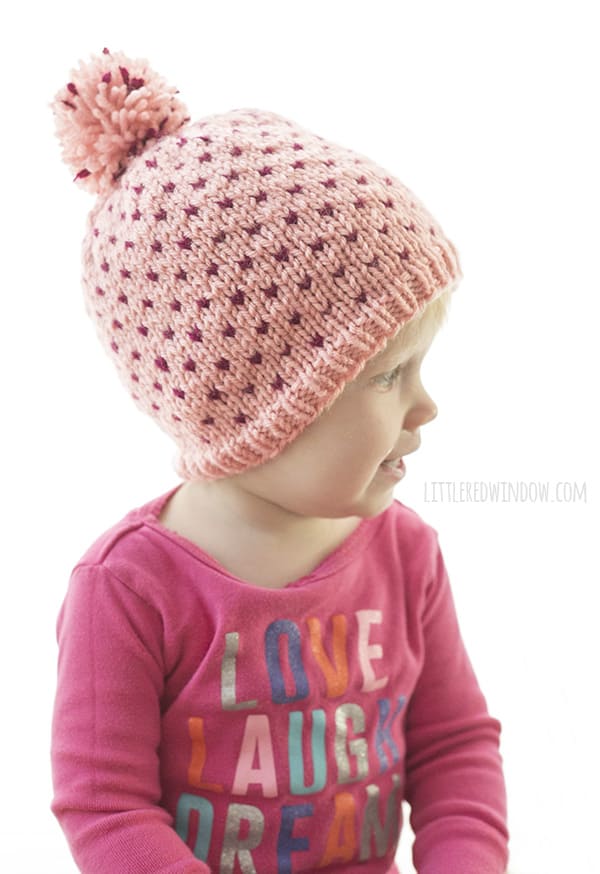 Tiny Polka Dot Hat Knitting Pattern for babies and toddlers! | littleredwindow.com