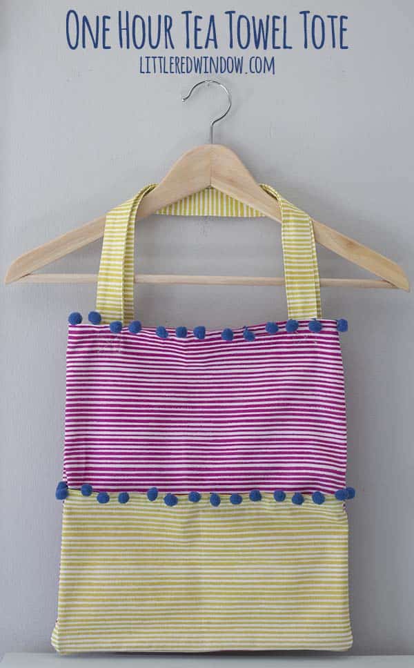 Sew up an adorable Tea Towel Tote in way less than an hour and with only a few seams!